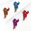 Rhinestone Running Horse Brooch Pave Gold Tone Animal Pin view 2