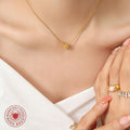Double-Sided Fu Xi Sliding Disc Pendant Gold Snake Necklace view 3