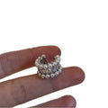 Triple Row Pearl and Crystal Clip On Ear Cuffs with Metal Settings view 5