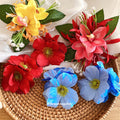 Fabric Flower Duckbill Hair Clips Blue Red Orchid Styles view 1