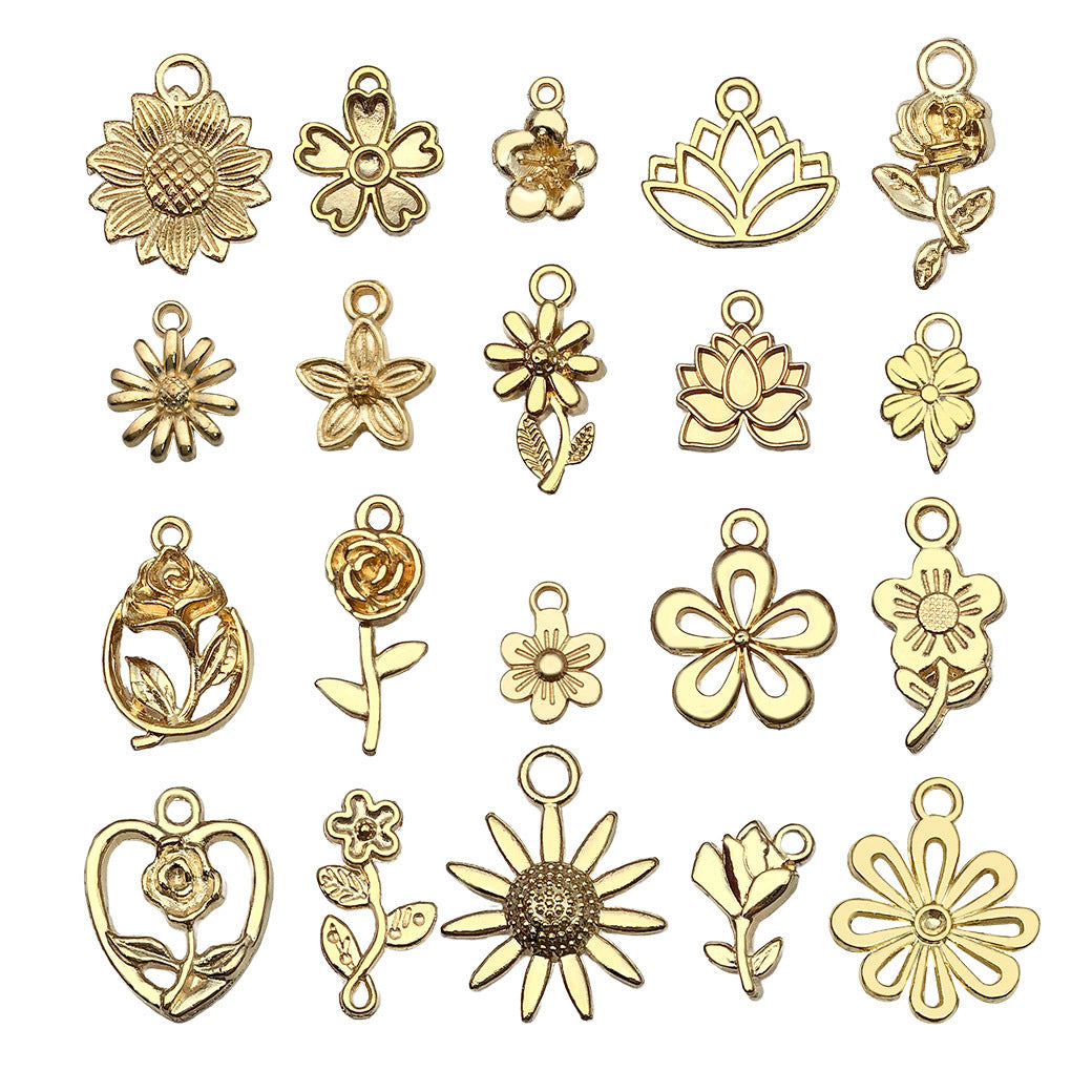 KC Gold Zinc Alloy Sunflower Rose Flower Charm Pendants for DIY Bracelet Necklace Jewelry