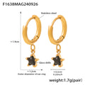 Gold Huggie Hoops Colored Star Glass Drill Charm Drops view 6
