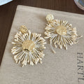 Colorful Raffia Flower Statement Stud Earrings For Women view 6