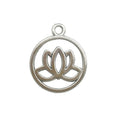 Antique Silver Zinc Alloy Yoga Lotus Round Hollow Charm Pendant for Necklaces and Earrings