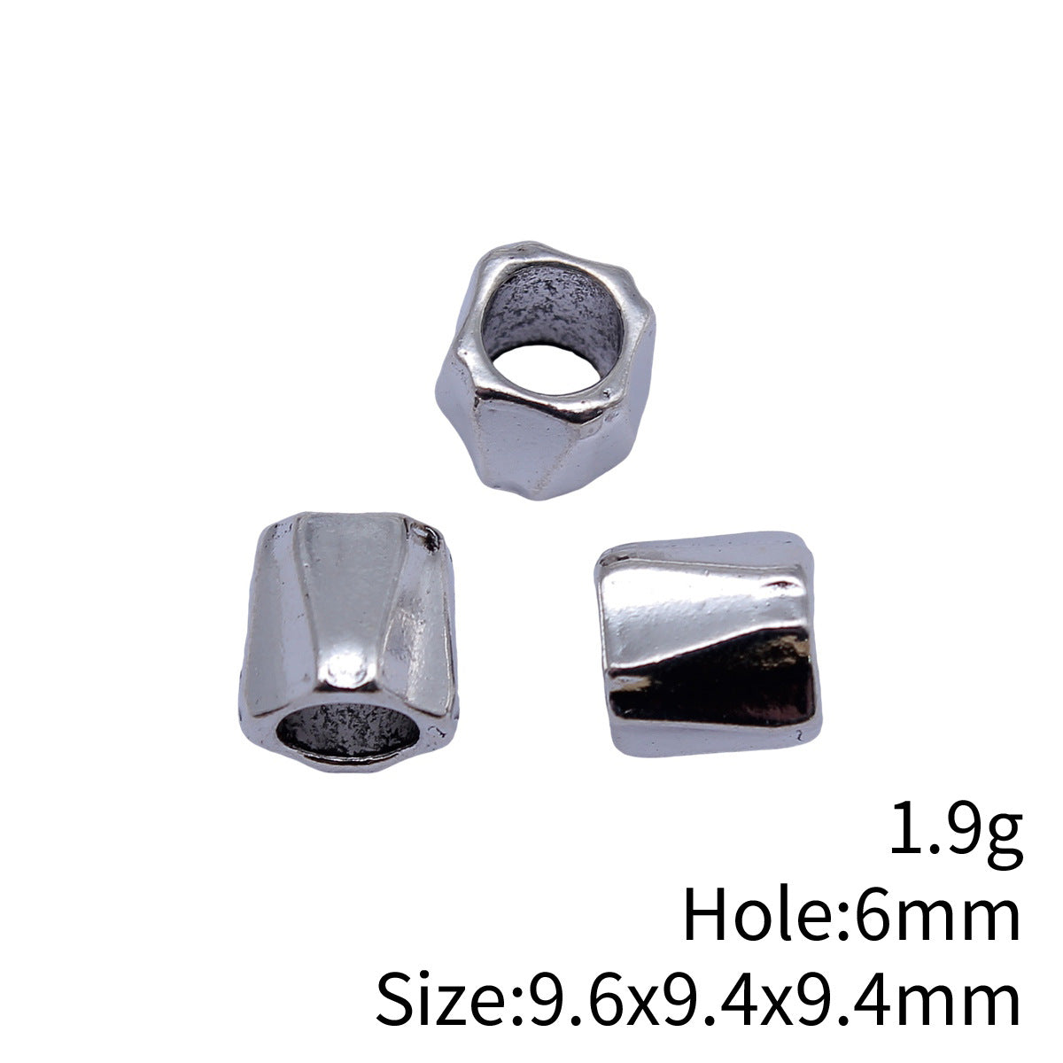 9.6x9.4x9.4mm 1.9g Antique Silver Zinc Alloy Trapezoid Side Large Hole Spacer Beads for DIY Bracelet Making