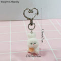 White Plush Bunny Keychains Heart Lobster Clasp 2 Styles view 4