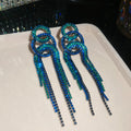 Crystal Circle Long Tassel Earrings in Five Bold Colors view 8