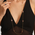 Gold Bead Station Necklace Czech Glass Marquise Round Stones view 4
