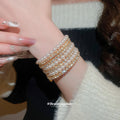 Multi Row Pearl Rhinestone Open Cuff Bracelets Four Styles view 3