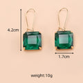 Square Asscher Cut Crystal Dangle Earrings Gold Hooks 5 Colors view 2