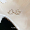 Silver Tone Crystal Wreath Hoop Earrings With Pearl Accents view 4