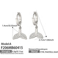 Crystal Whale Tail Hoop Earrings in Gold and Silver Tone view 10