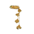 Gold Tone Floral Crystal Barrette With Three Bell Cluster Tassels view 5