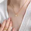 Double Sided Fu Xi Round Enamel Pendant Necklace Gold Chain view 1