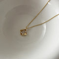 Square Clear Stone Open Hollow Frame Pendant Necklace Two Colors view 4