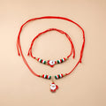 Christmas Red Cord Necklace Bracelet Sets Tree Santa Bell view 6