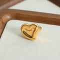 Chunky Heart Signet Ring Polished Gold Steel Tones view 4