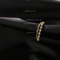 Gold Tone Open Ring Marquise Crystal Leaf Band Pair view 3