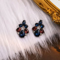 Dark Metal Geometric Rhinestone Cluster Studs Four Styles view 2