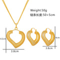 Gold Tone Gold Heart Loop Metal Necklace and Earring Set view 5