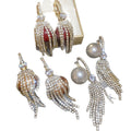 Beaded Tassel Hoop Earrings In Five Pearl Tone Colors view 5
