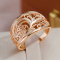 Rose Gold Tone Wide Filigree Scroll Ring Polished Metal Jewelry view 3