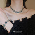 Flower Crystal Link Necklace and Bracelet Three Color Variants view 1