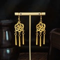 Fifty-Eight Gold Tone Ethnic Fringe and Tassel Earrings view 11