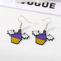 Silver Tone Halloween Enamel Hook Earrings in Twelve Novelty Designs view 6