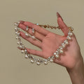 Silver Pearl Rhombus Crystal Necklace Drop Earring Pieces view 4