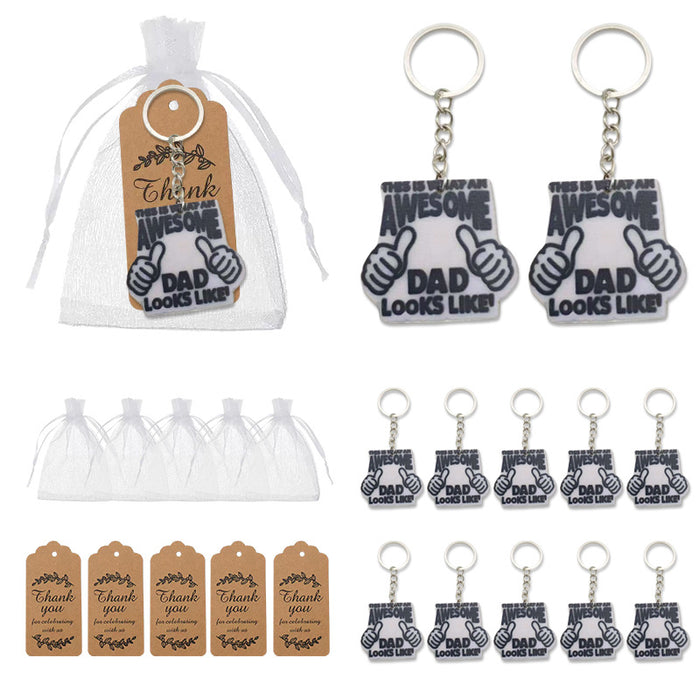 Dad Quote Keychain With Thumbs-Up Pendant And Metal Split Ring