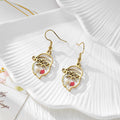 Gold Tone Santa Pressed Flower Drop Earrings in Seven Designs view 2