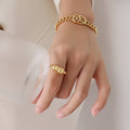 Gold And Steel Twisted Geometric Band Rings Multi Size view 3