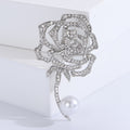 Openwork Crystal Rose Brooch With Pearl-Like Stem Drop view 6
