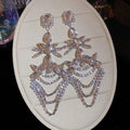 Crystal Floral Chandelier Earrings in Two Tones Statement Jewelry view 7