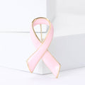 Enamel Awareness Ribbon Brooch Gold Edge Yellow Pink view 2