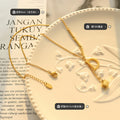 Gold Letter D Cube Drop Pendant Necklace Bar Link Chain view 2