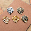 Openwork Veined Leaf Metal Charm Pendants in Five Finishes view 2