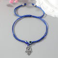 Braided Cord Hamsa and Blue Evil Eye Adjustable Bracelets view 2
