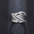 Silver Crisscross Multi Band Pavé CZ Stack Ring 6-10 view 5