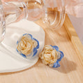 Four Color Layered Fabric Rose Flower Stud Earrings view 3