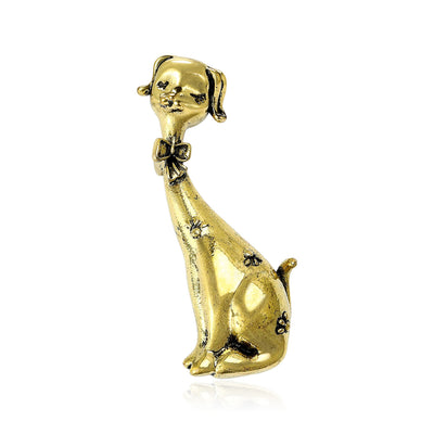 Sitting Dog brooch shown in the available finishes