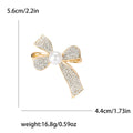 Pearl Bow Brooch in Gold or Silver Tone With Crystal Ribbons view 5