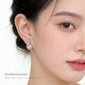 Purple Pink Vase And Gold Tone Butterfly Stud Earrings view 2
