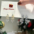 Star Bow Tassel Stud Earrings In Gold And Silver With Decorative Metal Details view 1