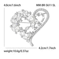 Open Heart Floral Crystal Brooch In Gold And Silver Tones view 7