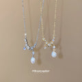 Crystal Flower and Pearl Drop Necklaces in Two Tones view 2