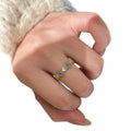 Gold Open Ring Blue Enamel Flowers Red Centers Pearl Accents view 5