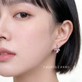 Multicolor Crystal Disc Cluster Tassel Stud Earrings view 2