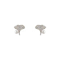 Mini CZ Heart Butterfly Pearl Ginkgo Stud Drop Earrings view 4